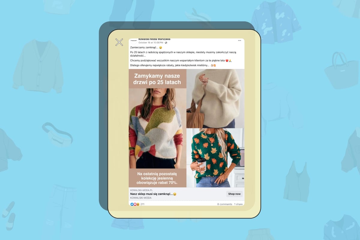 Image accompanying Kowalski Moda to rodzinna firma funkcjonująca od 25 lat, która ogłosiła zakończenie działalności i oferuje rabaty sięgające 70%.