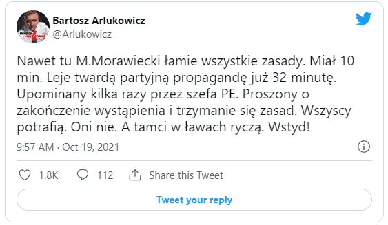 Bartosz Arkluczowicz, Twitter, 19 Października 2021